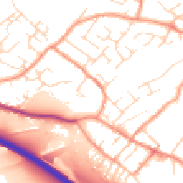 Daytime road noise heatmap for NG16 2YS