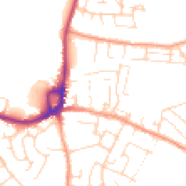 Daytime road noise heatmap for NG16 3BA