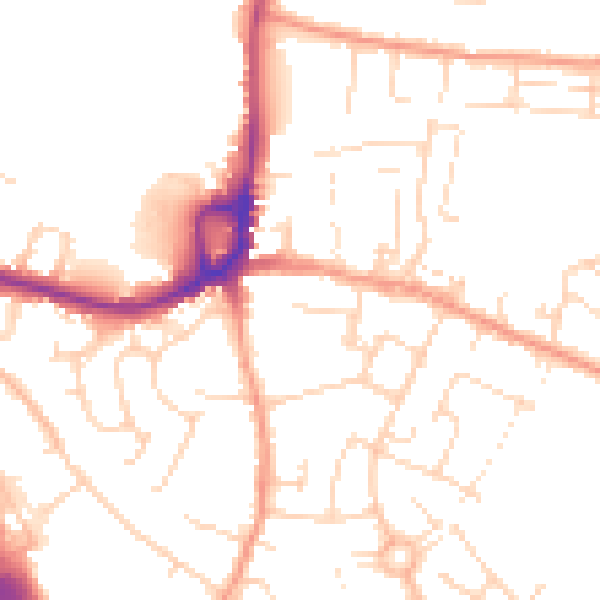 Daytime road noise heatmap for NG16 3BE