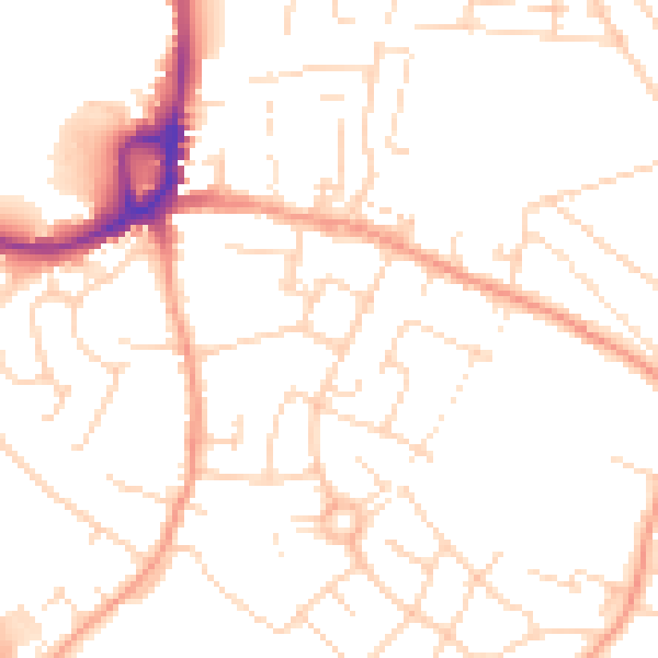 Daytime road noise heatmap for NG16 3BL