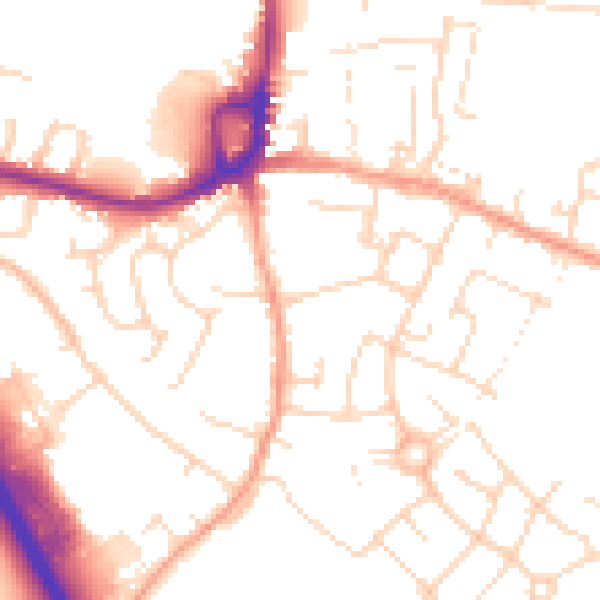 Daytime road noise heatmap for NG16 3BX
