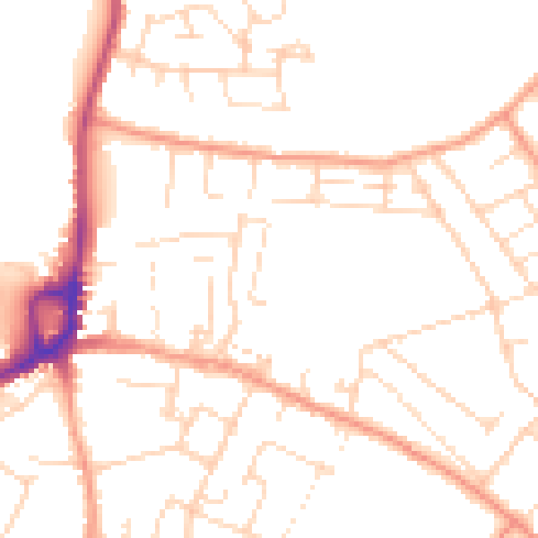 Daytime road noise heatmap for NG16 3BZ