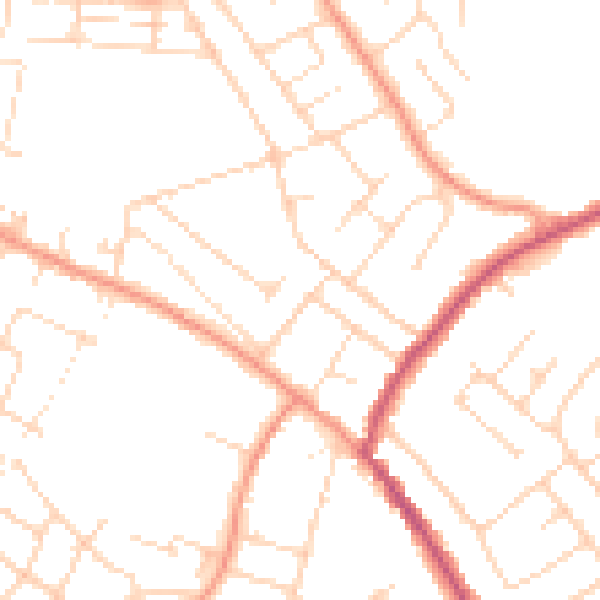 Daytime road noise heatmap for NG16 3EU