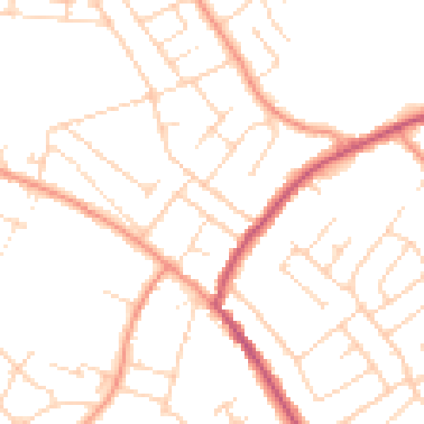 Daytime road noise heatmap for NG16 3EW