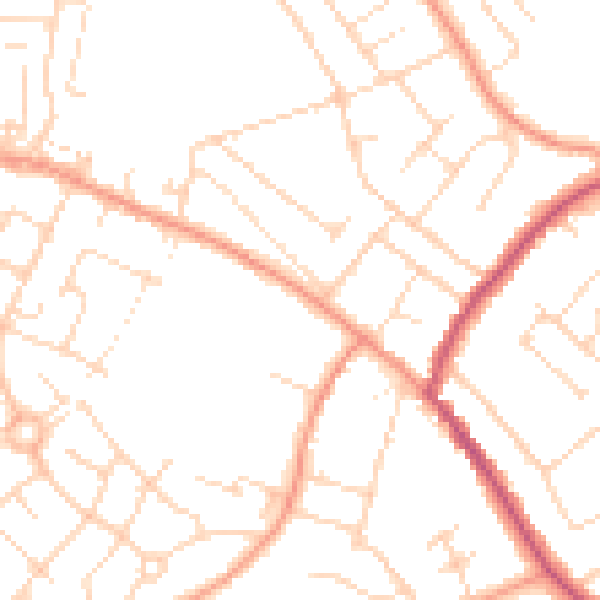 Daytime road noise heatmap for NG16 3GL