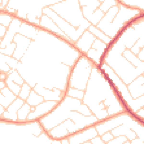 Daytime road noise heatmap for NG16 3GY
