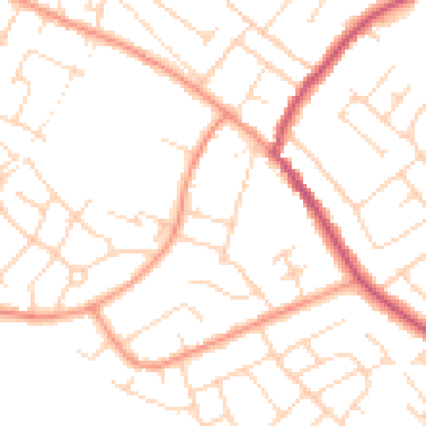 Daytime road noise heatmap for NG16 3GZ