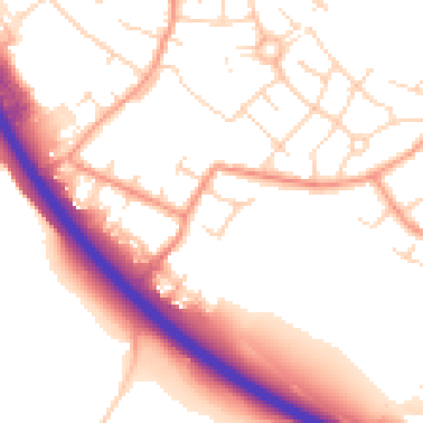 Daytime road noise heatmap for NG16 3HY