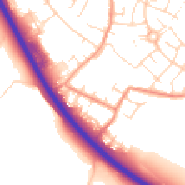 Daytime road noise heatmap for NG16 3JA