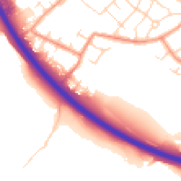 Daytime road noise heatmap for NG16 3JG