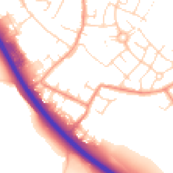 Daytime road noise heatmap for NG16 3JL