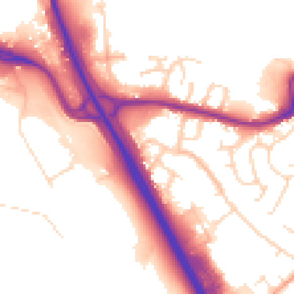 Daytime road noise heatmap for NG16 3PE