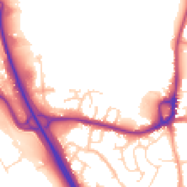 Daytime road noise heatmap for NG16 3PL