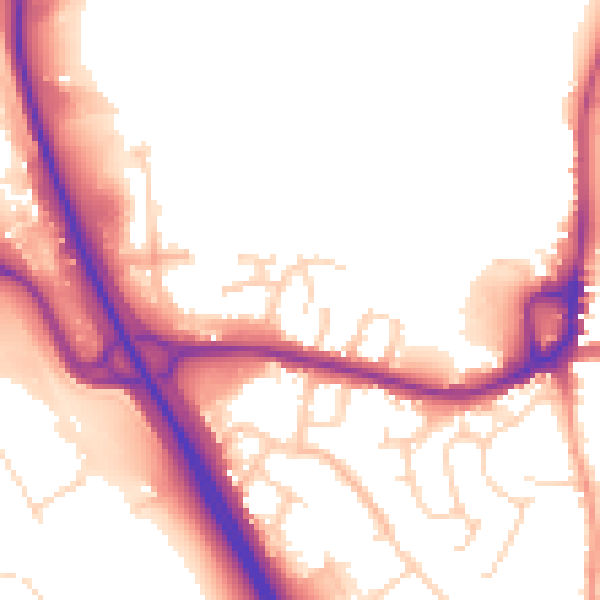 Daytime road noise heatmap for NG16 3PN