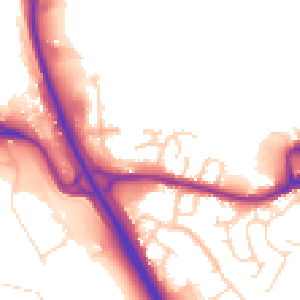 Daytime road noise heatmap for NG16 3RR