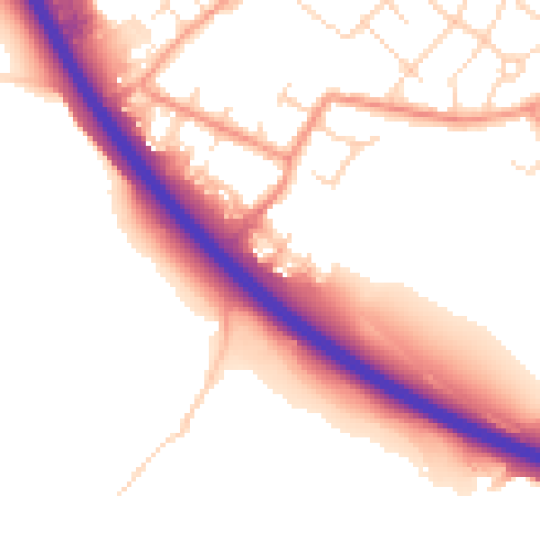 Daytime road noise heatmap for NG16 3RW