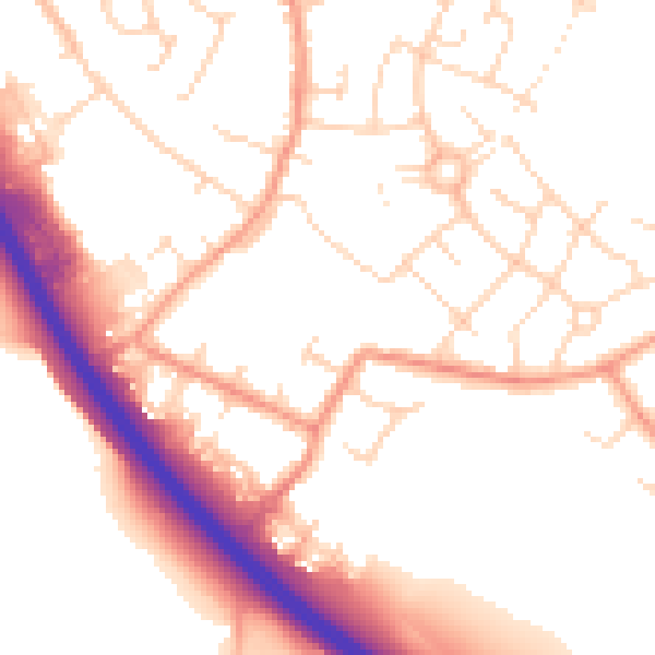 Daytime road noise heatmap for NG16 3TU