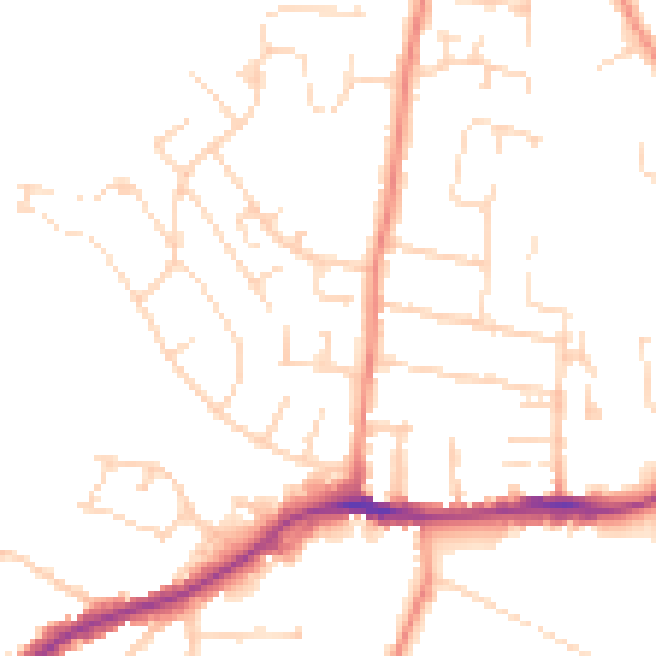Daytime road noise heatmap for NG16 4BB