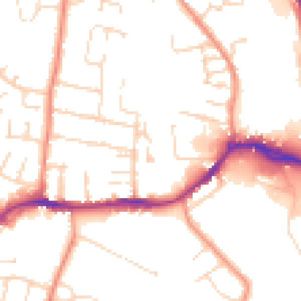 Daytime road noise heatmap for NG16 4BJ