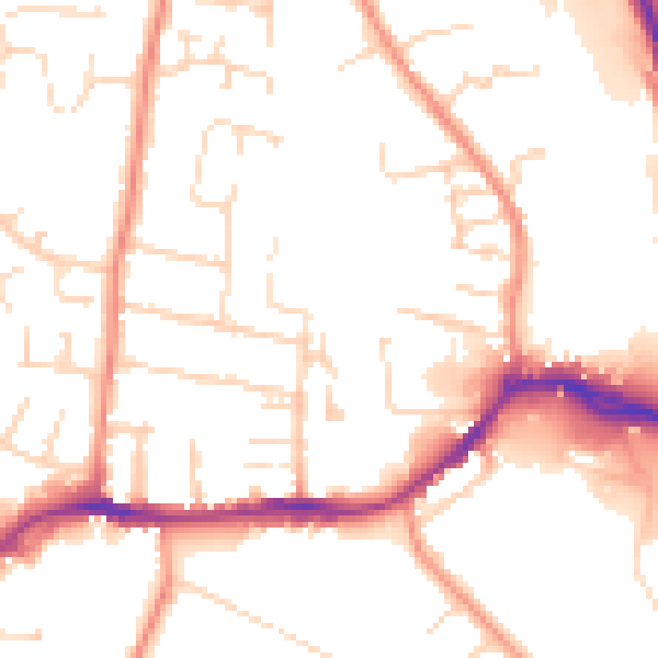 Daytime road noise heatmap for NG16 4BL