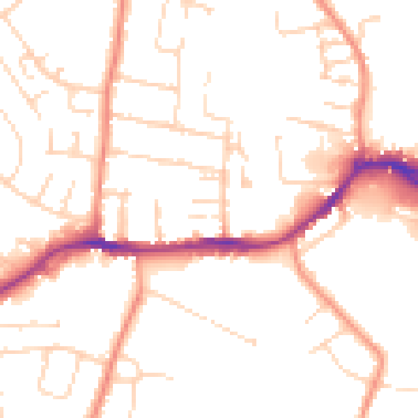 Daytime road noise heatmap for NG16 4BX