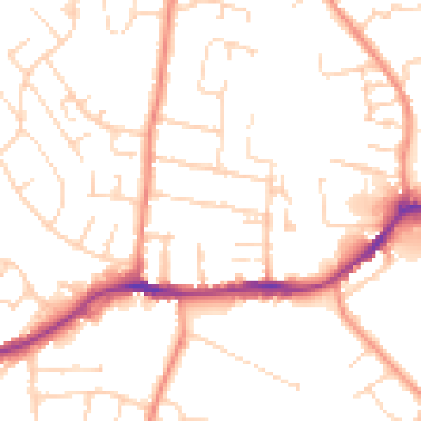 Daytime road noise heatmap for NG16 4DA