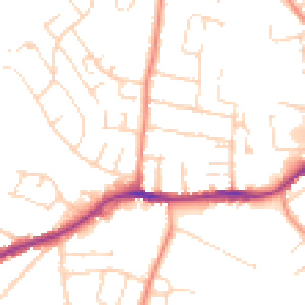 Daytime road noise heatmap for NG16 4DW