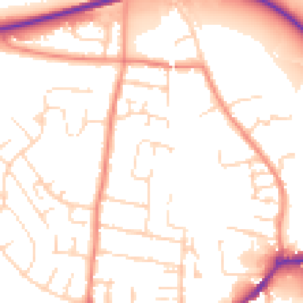 Daytime road noise heatmap for NG16 4DZ