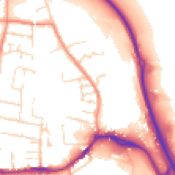 Daytime road noise heatmap for NG16 4EQ