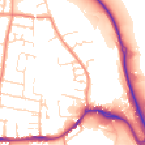 Daytime road noise heatmap for NG16 4ES