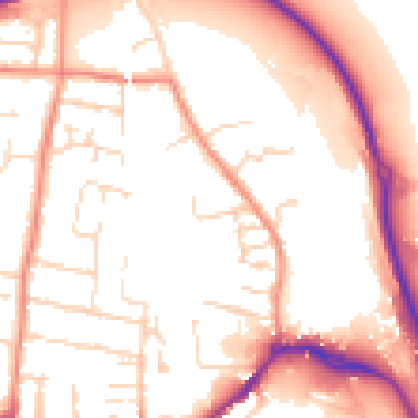 Daytime road noise heatmap for NG16 4ET