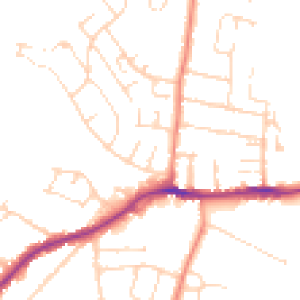 Daytime road noise heatmap for NG16 4FT