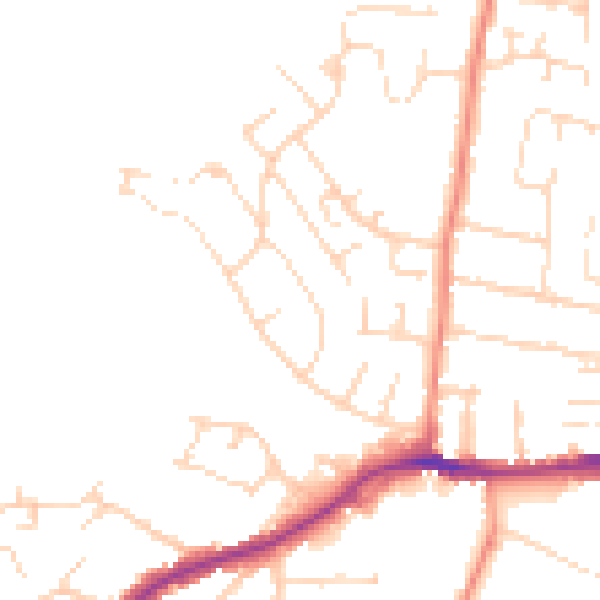 Daytime road noise heatmap for NG16 4FX