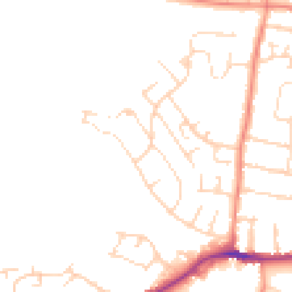 Daytime road noise heatmap for NG16 4FY