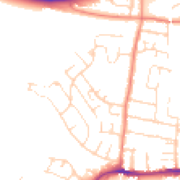 Daytime road noise heatmap for NG16 4GG