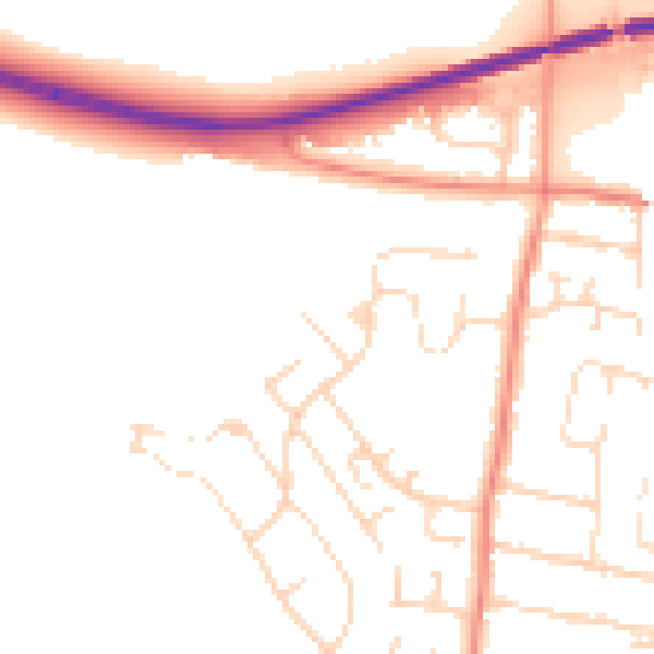 Daytime road noise heatmap for NG16 4GH