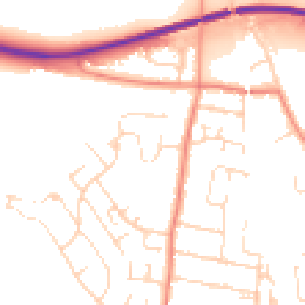 Daytime road noise heatmap for NG16 4GL