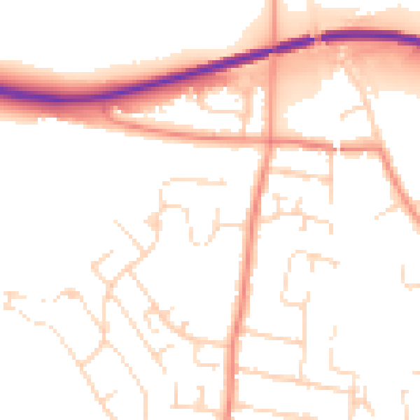 Daytime road noise heatmap for NG16 4GN