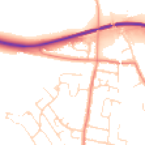 Daytime road noise heatmap for NG16 4GP