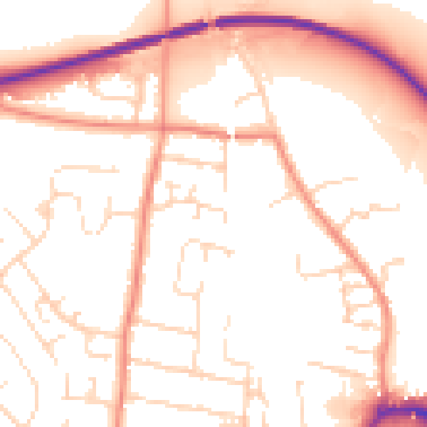 Daytime road noise heatmap for NG16 4GU