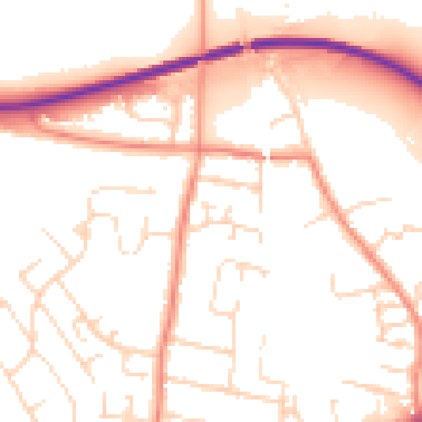 Daytime road noise heatmap for NG16 4GW