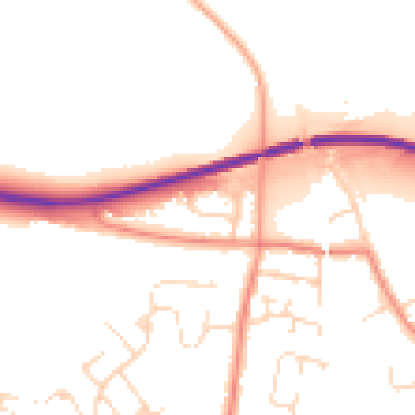 Daytime road noise heatmap for NG16 4HN