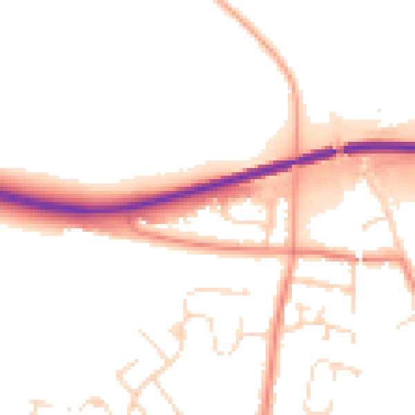 Daytime road noise heatmap for NG16 4HR