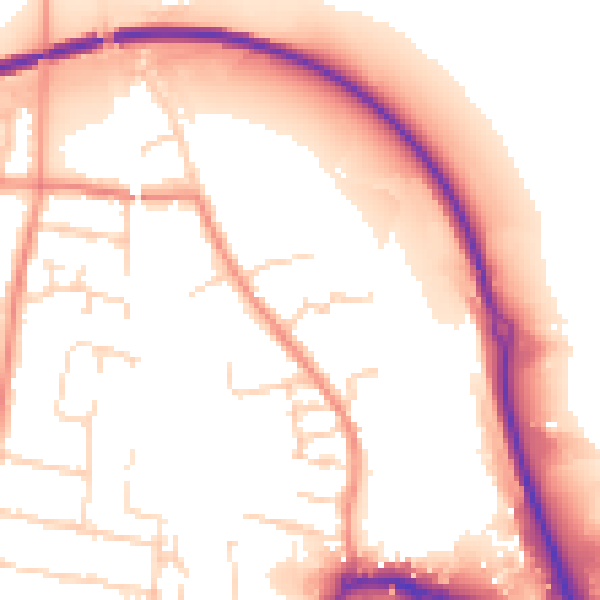 Daytime road noise heatmap for NG16 4JB
