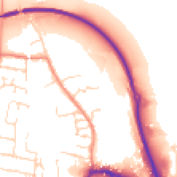 Daytime road noise heatmap for NG16 4JD