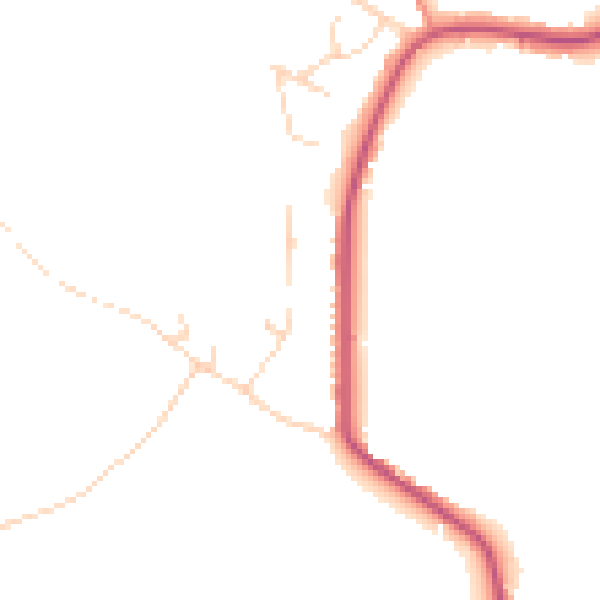 Daytime road noise heatmap for NG16 5AT