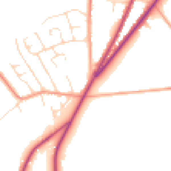 Daytime road noise heatmap for NG16 5FQ