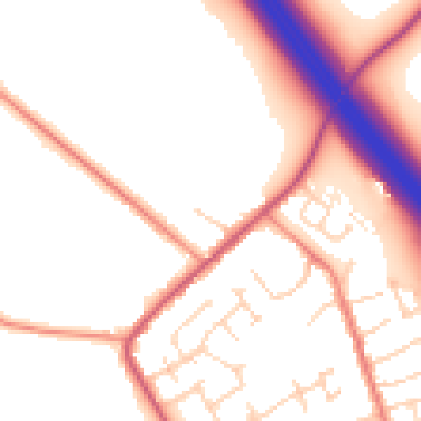 Daytime road noise heatmap for NG16 6BE