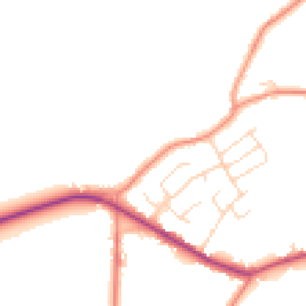 Daytime road noise heatmap for NG16 6EX