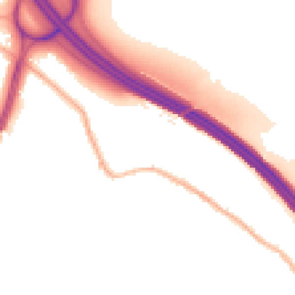 Night-time road noise heatmap for NG16 6JX